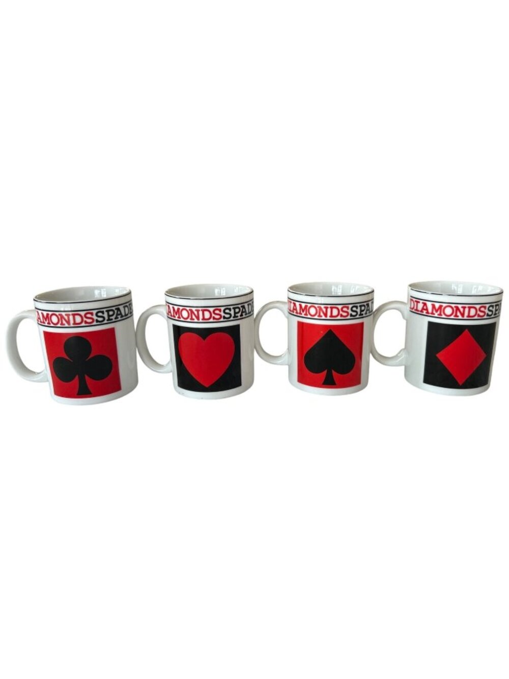 Playing Card Suit Coffee Mugs Set of 4 Casino Poker Blackjack Novelty Gift Cups